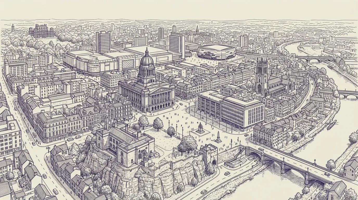 Nottingham city skyline illustration