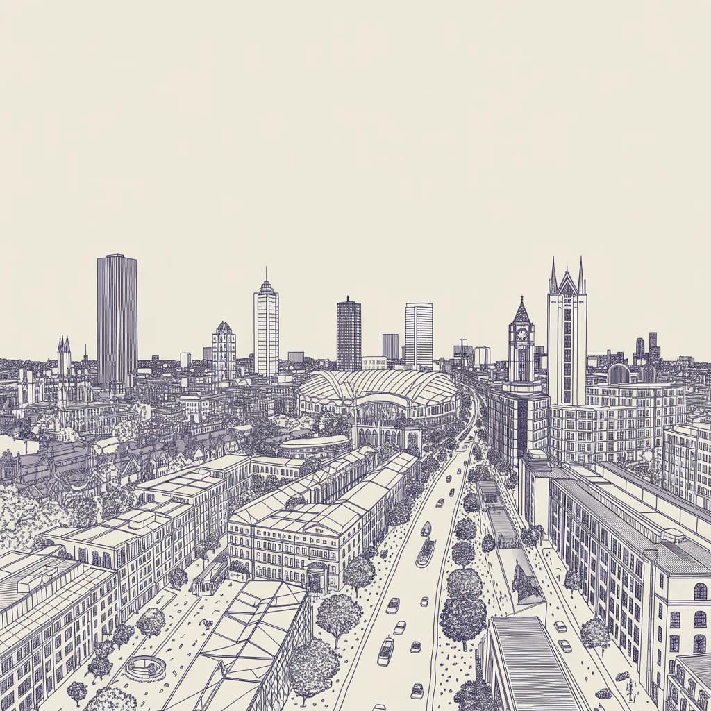 Manchester skyline illustration